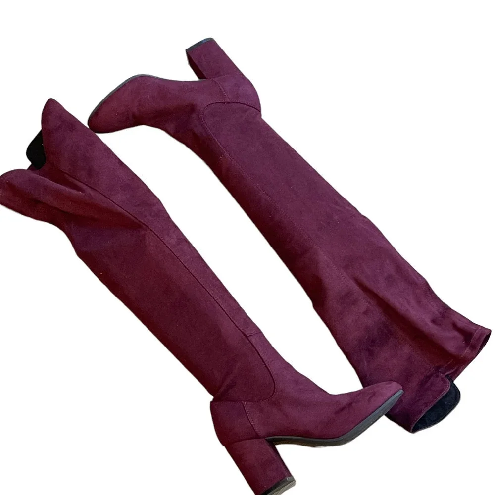 New Treasure & Bond Microfiber Over the Knee Boots Burgundy Women’s Size 5.5M